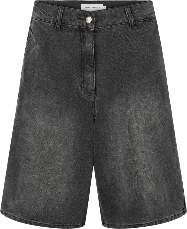 Rabens Saloner Denim black wide shorts - Raha Washed black den