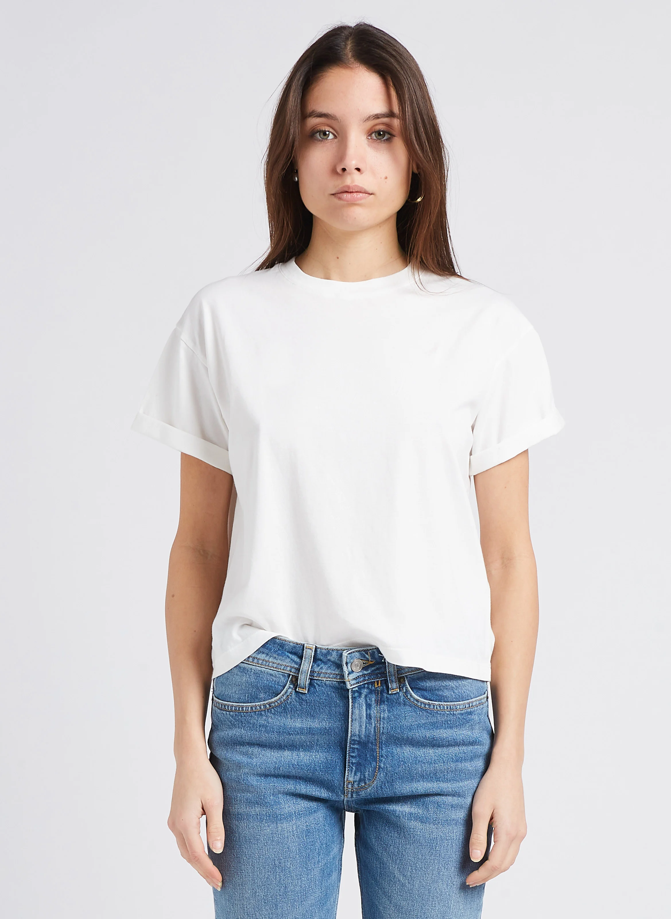 ROSIE - Tee-shirt droit col rond en coton | Beige