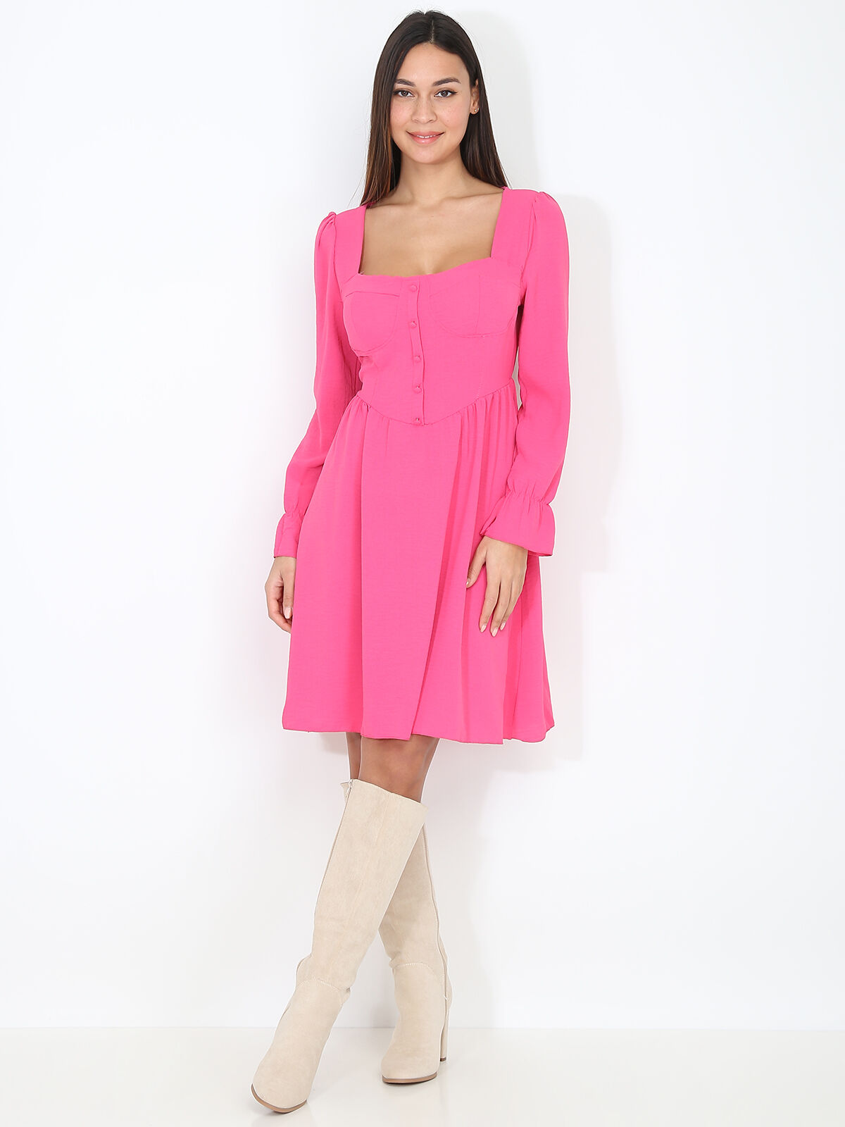 Robe patineuse style corset- Fuchsia