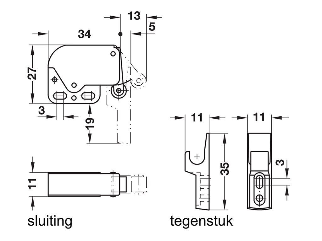 Obelink mini latch met houder