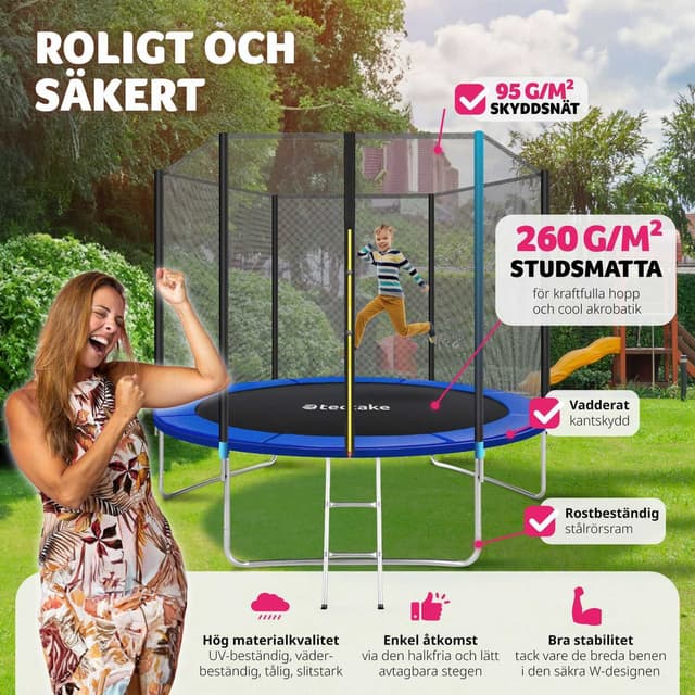 Trampolin med sikkerhedsnet