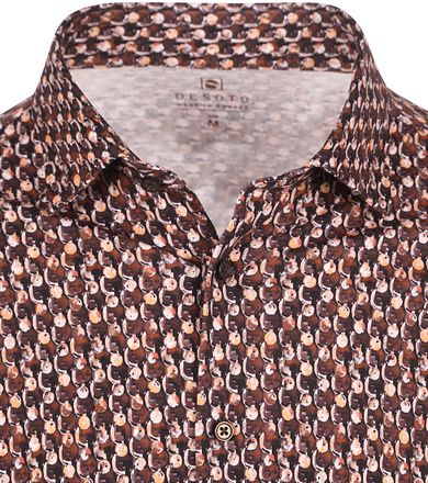 Desoto Overhemd Fundamental Vibes Print Bruin 77428-3-833 kopen