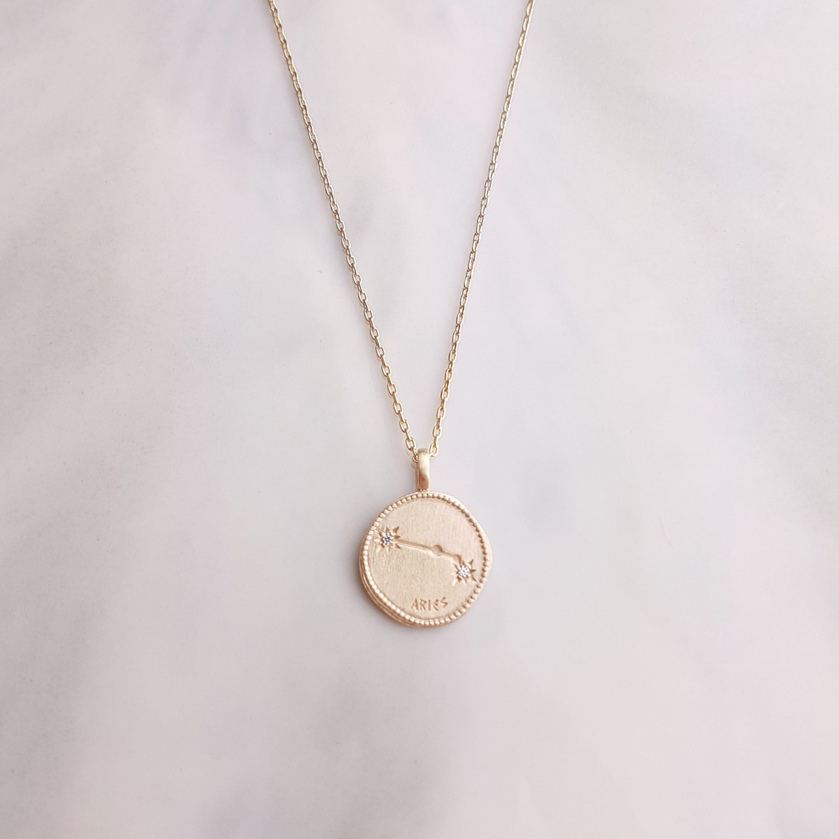 Collier Plaqué Or Signe Astrologique Zodiaque Pendentif Constellation Bélier