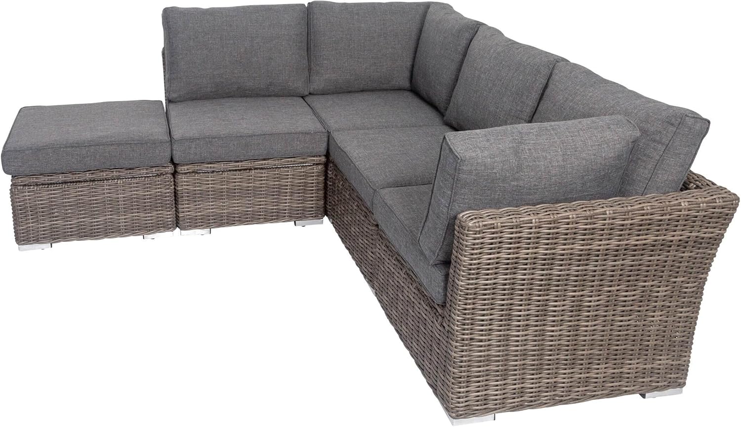 OUTFLEXX Gartenlounge Set, grau, Polyrattan, für 5 Personen, wasserfeste Kissenbox