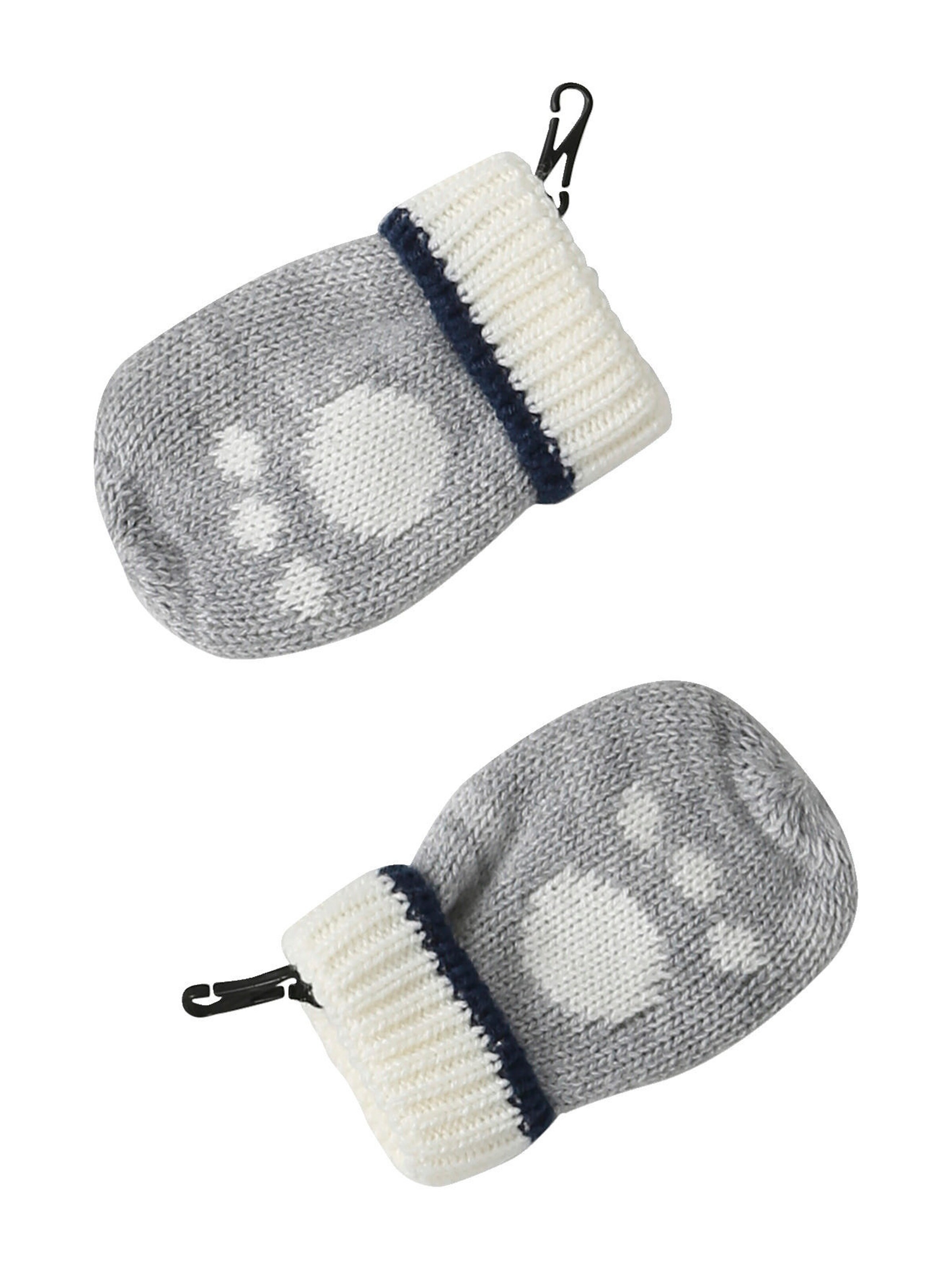 Vertbaudet Jungen Baby-Set: Mütze, Rundschal & Fäustlinge, Panda grau meliert
