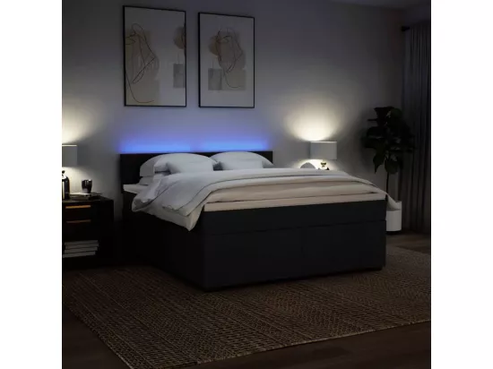 Sommier à lattes de lit avec matelas Noir 180x200 cm Tissu