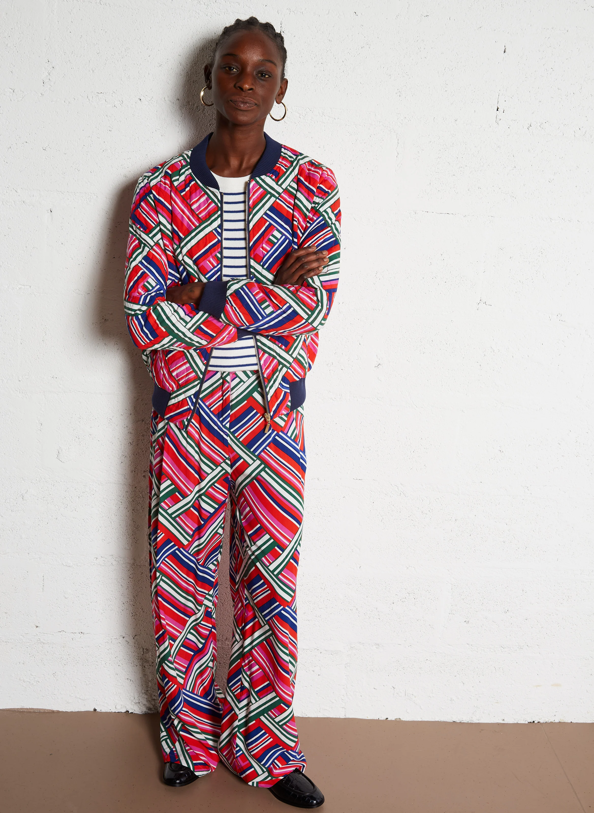 VICKY - Blouson col teddy ample imprimé | Multicolore