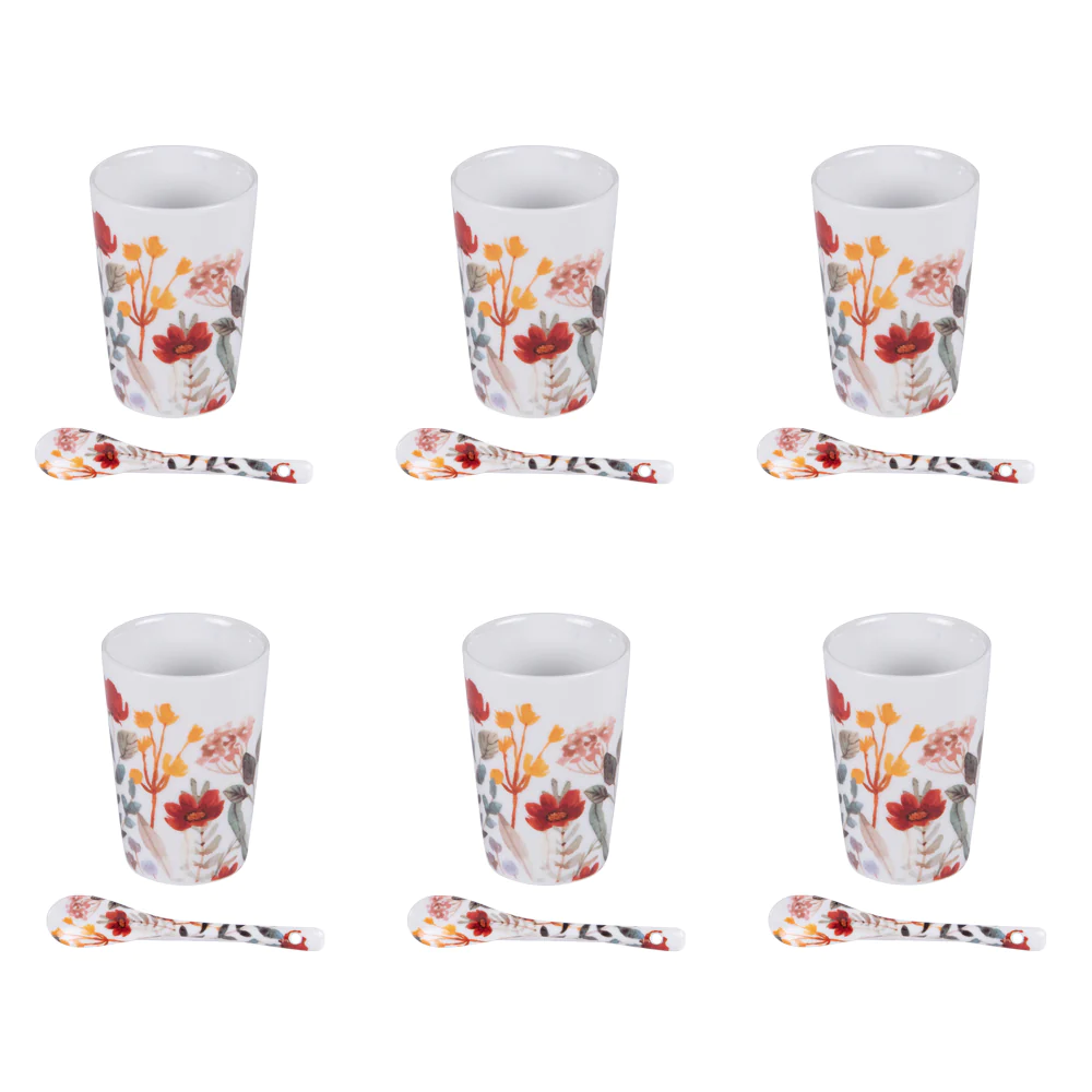 Coffret 6 gobelets et cuillères Flor Table passion