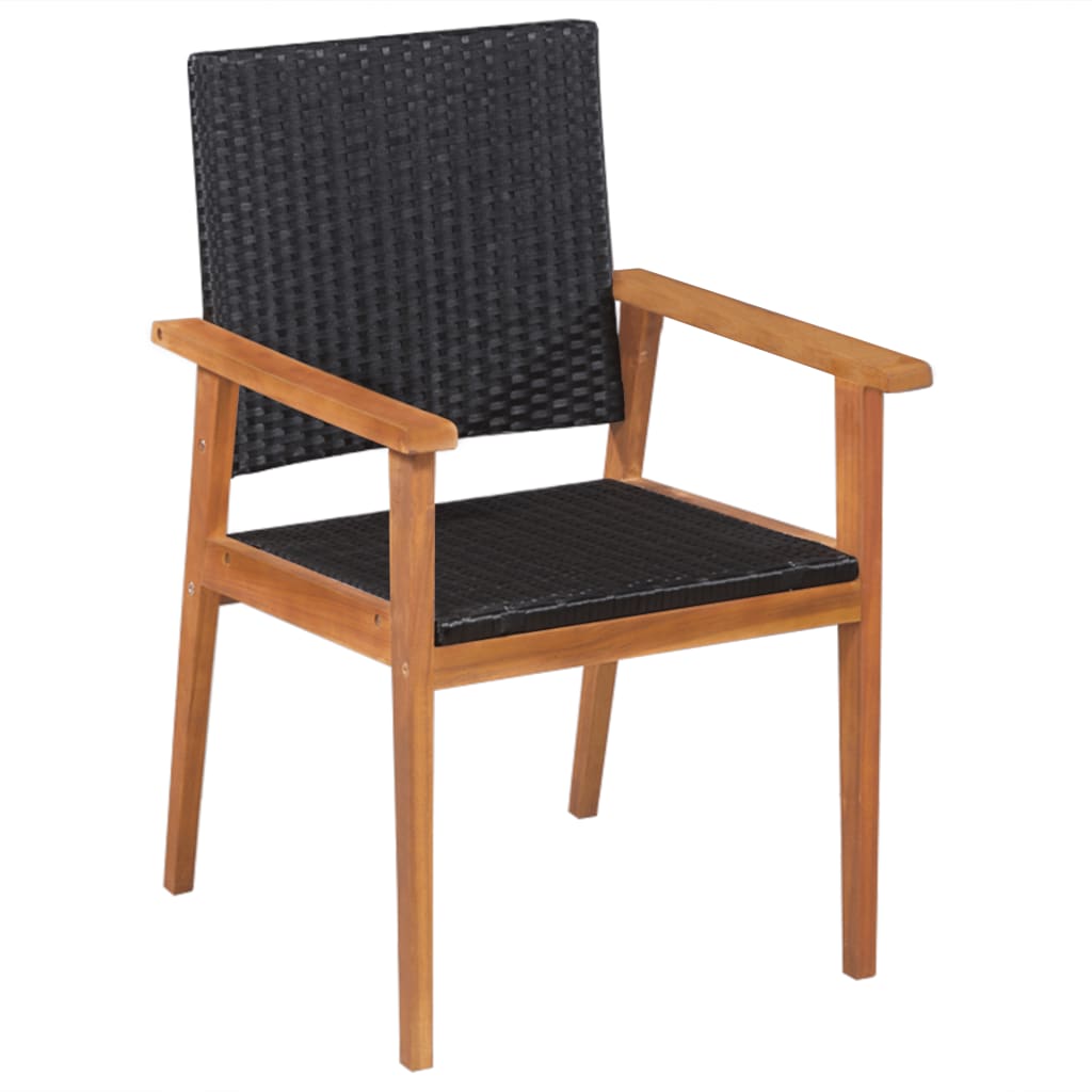 Mobilier à dîner de jardin 5 pièces résine tressée noir et marron