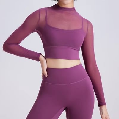 CUCURBIT - Sport-T-shirt met lange mouwen en een effen mesh-hals
