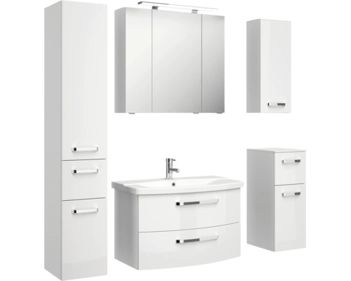 Pelipal xpressline 4010 badkamermeubelset, BxHxD 144 x 200 x 45 cm, hoogglans witte fronten, met witte keramische wastafel, 4010.0800112090