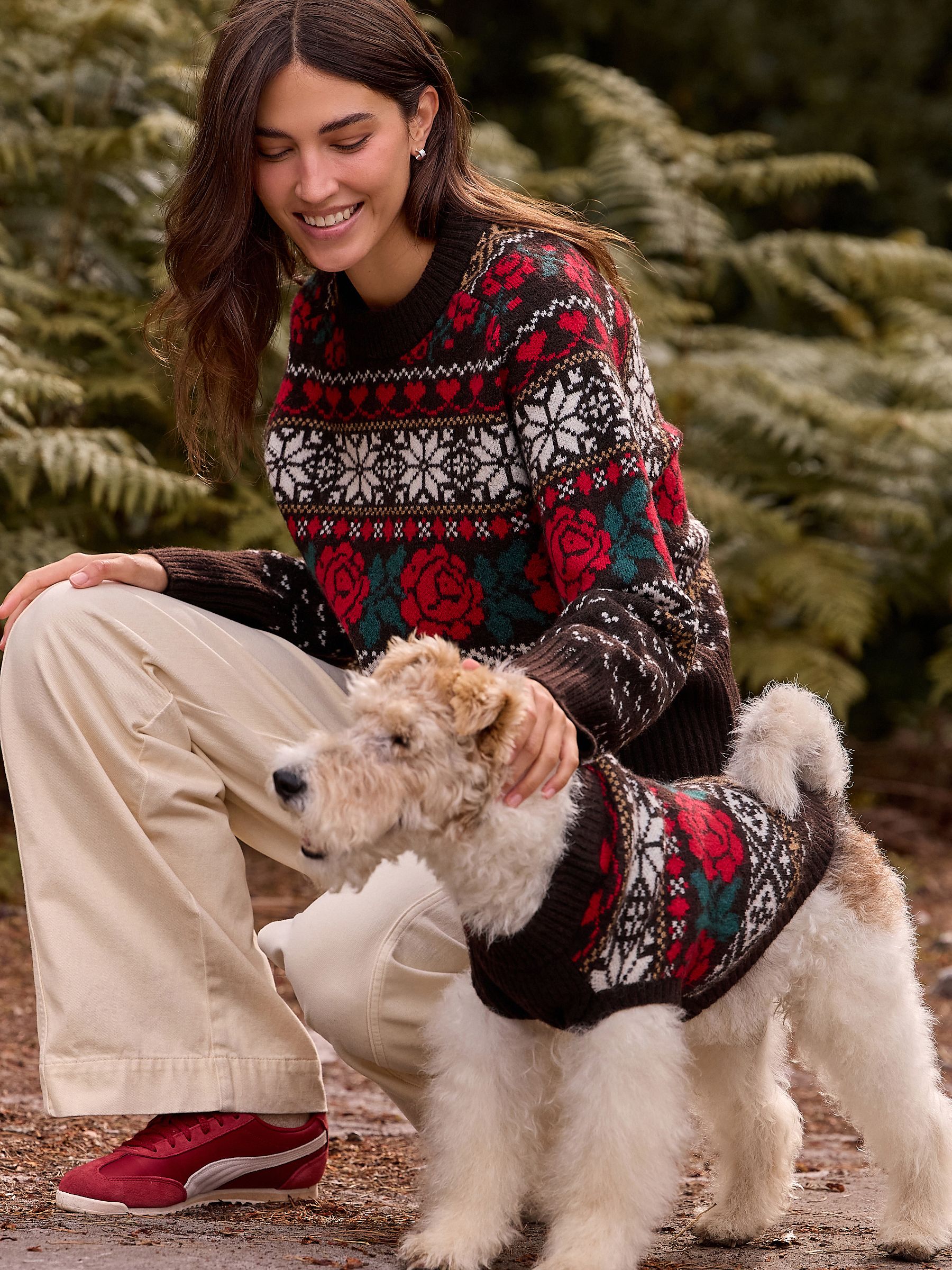 Chocoladebruin Fairisle - Knitted Dog Jumper With Wool