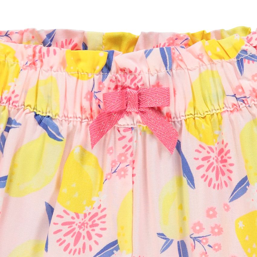 Pantalon fluide à citrons imprimés pour bébé fille - Rose