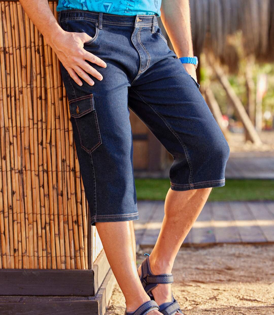 Pantacourt Cargo Jean Stretch Confort