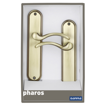 Gamma deurkruk set Pharos ovaal blind schild messing antiek