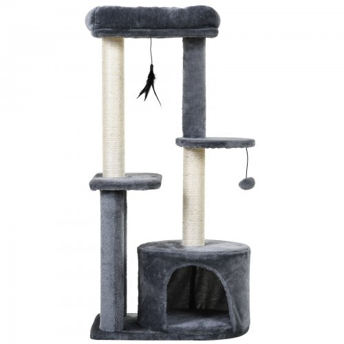 Arranhador PawHut Multi-Level Tower nas cores cinza e branco.