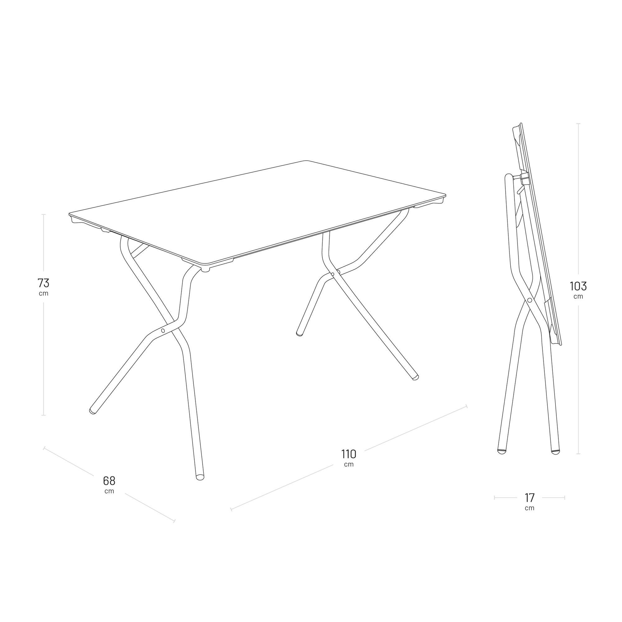Faltbarer Tisch 110*68*73cm Anytime HPL Grau Fusain-Titane