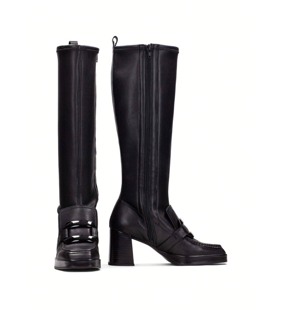 Botas Hispanitas Natalie em couro, pretas - Salto de 7 cm -