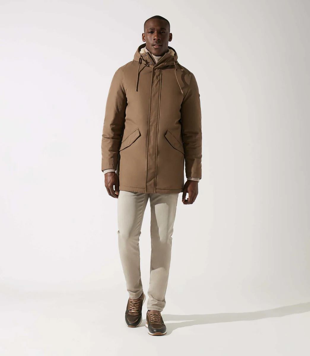 Parka longue à capuche taupe MANCHESTER