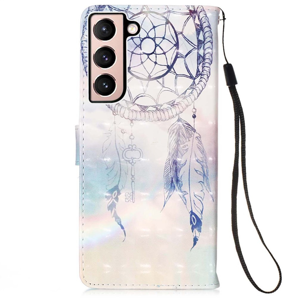 Samsung Galaxy S22 5G Leder Tasche Traumfänger - Blau / Weiss