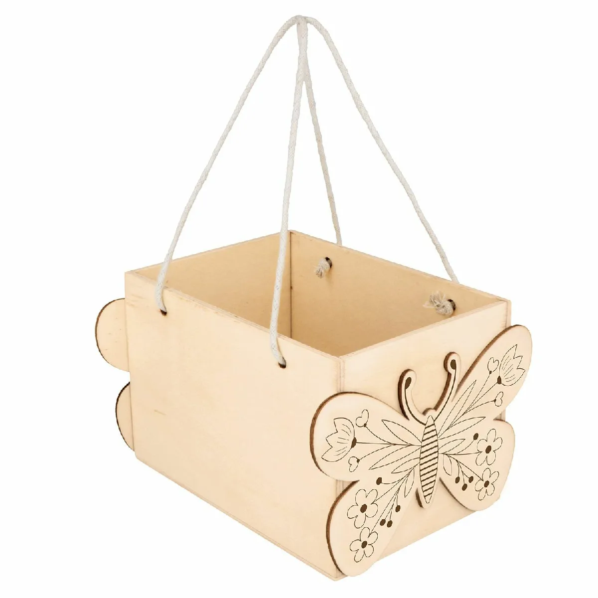 ARTEMIO Panier en bois papillons