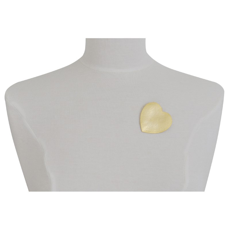 Broche Laiton Doré Coeur Martelé