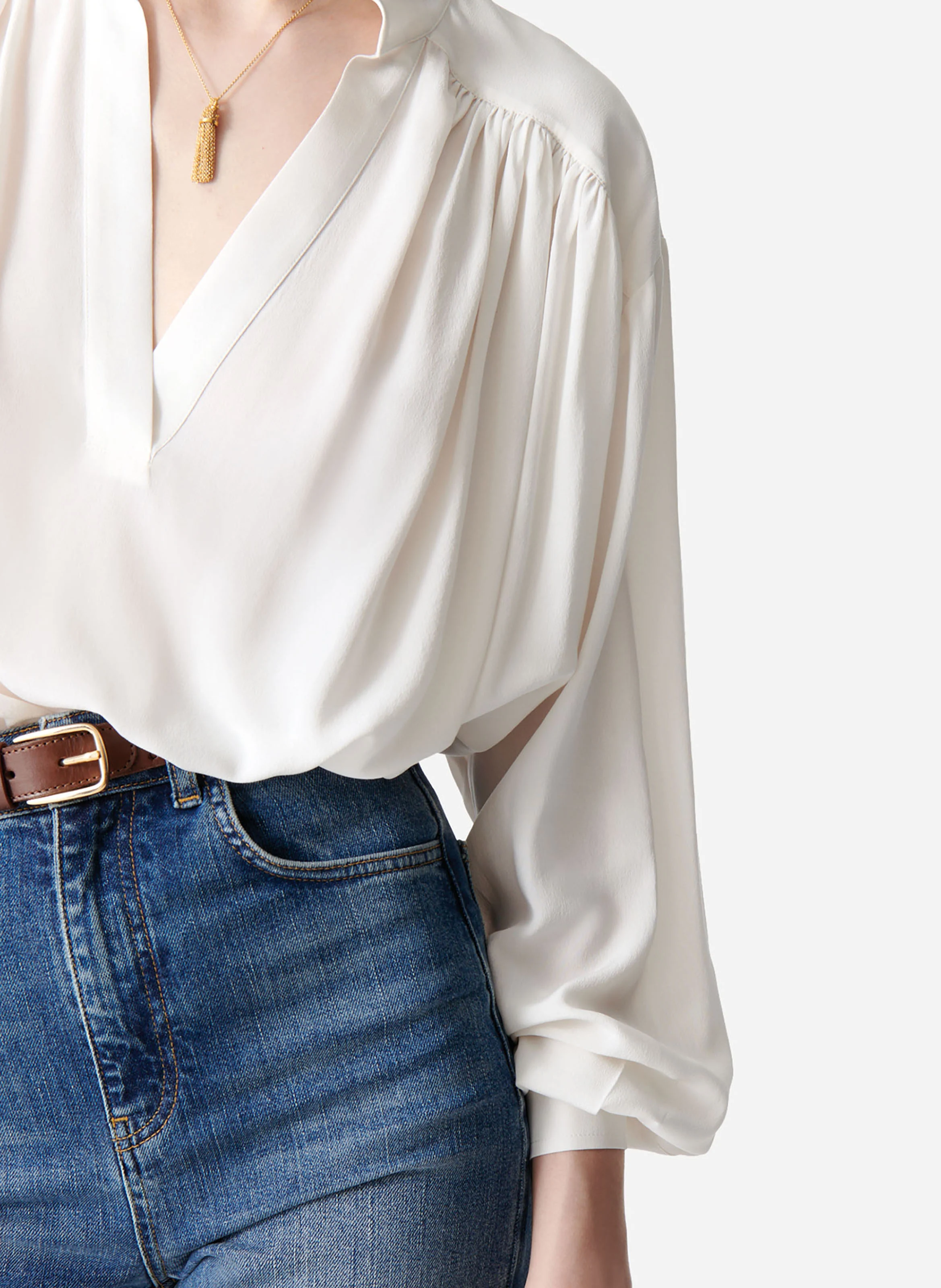 CALVIN - Blouse ample en soie | Blanc