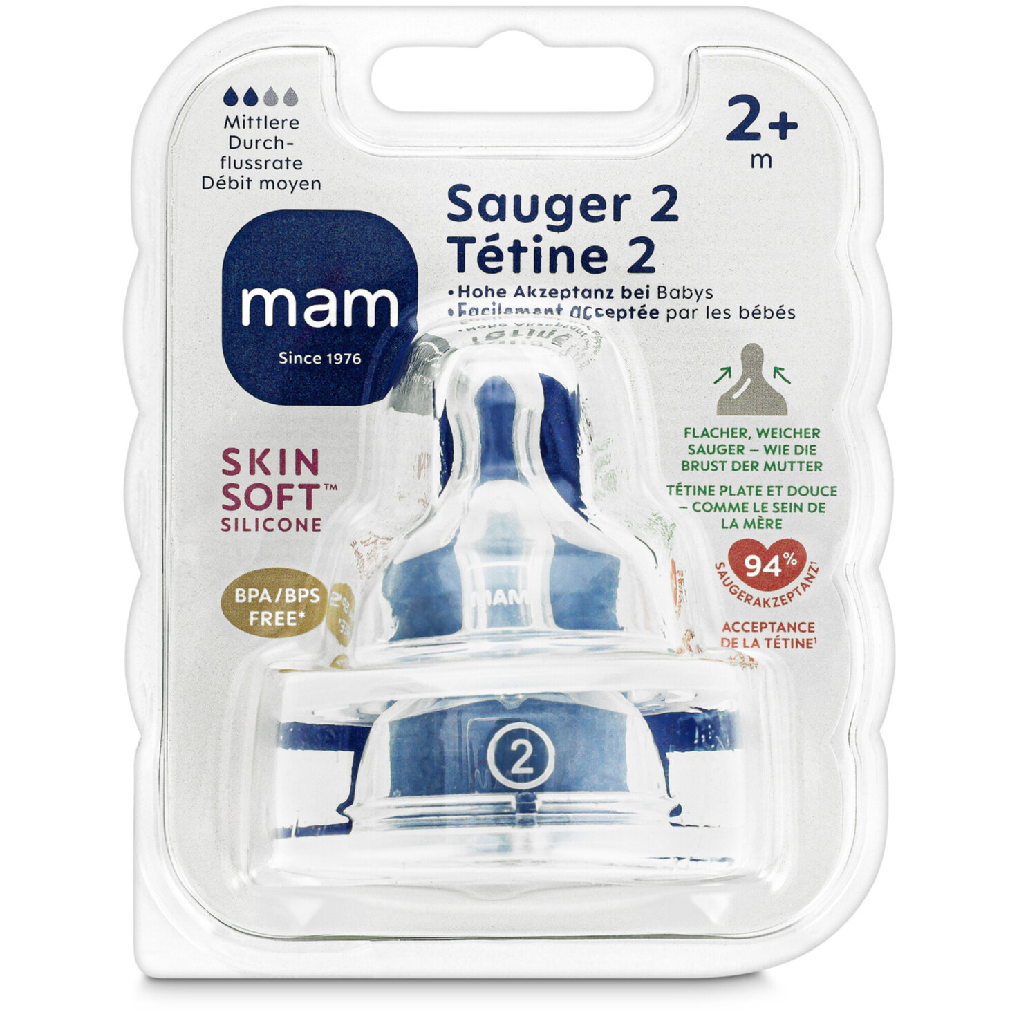 MAM Sauger 2 Silikon Silikon 2m 2 Stück