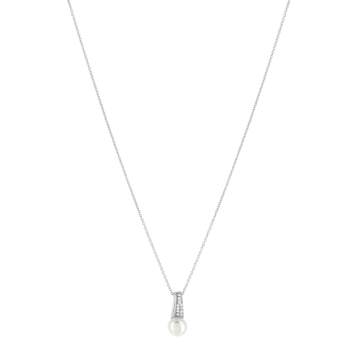 Collier argent 925 perle de culture de Chine et zirconias 45 cm