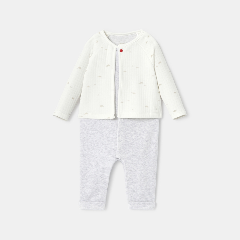 Combinaison à effet superposé blanc naissance Absorba