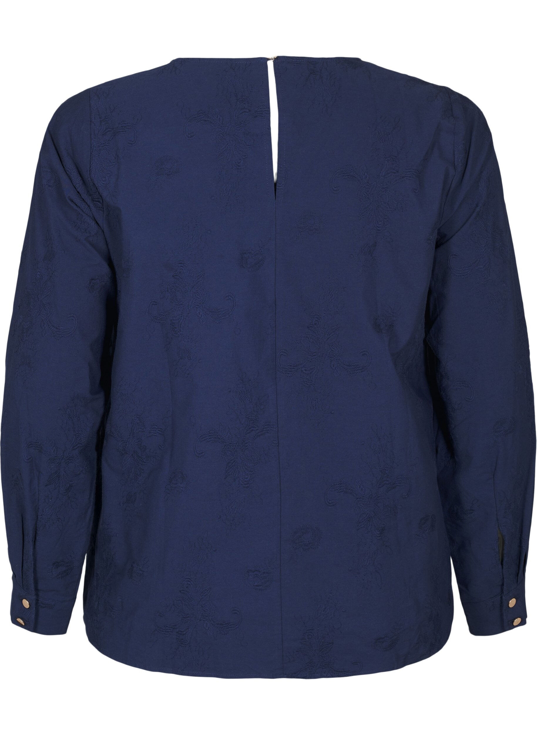 Langærmet bluse med broderi