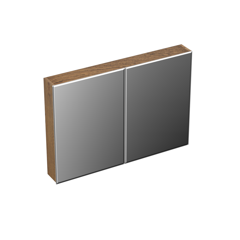Forzalaqua Uni spiegelkast 100x70cm met 2 deuren castle brown