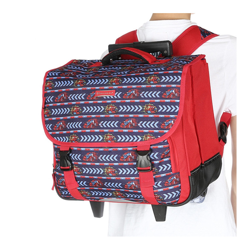 Cartable à roulettes 41 cm bleu et rouge