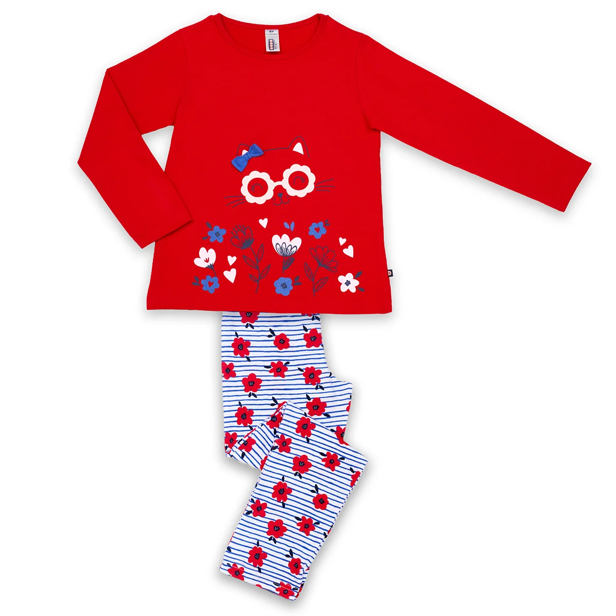 Pyjama fille POPPY rouge/blanc