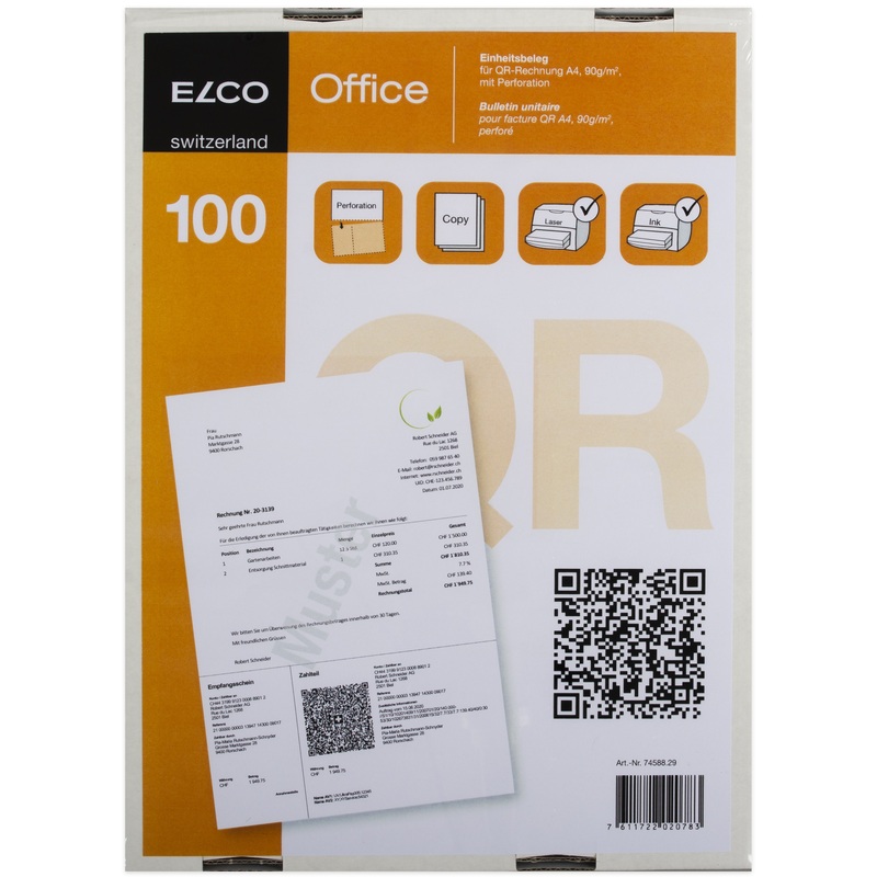 Elco Einzahlungsscheine, QR Code, 100 Blatt