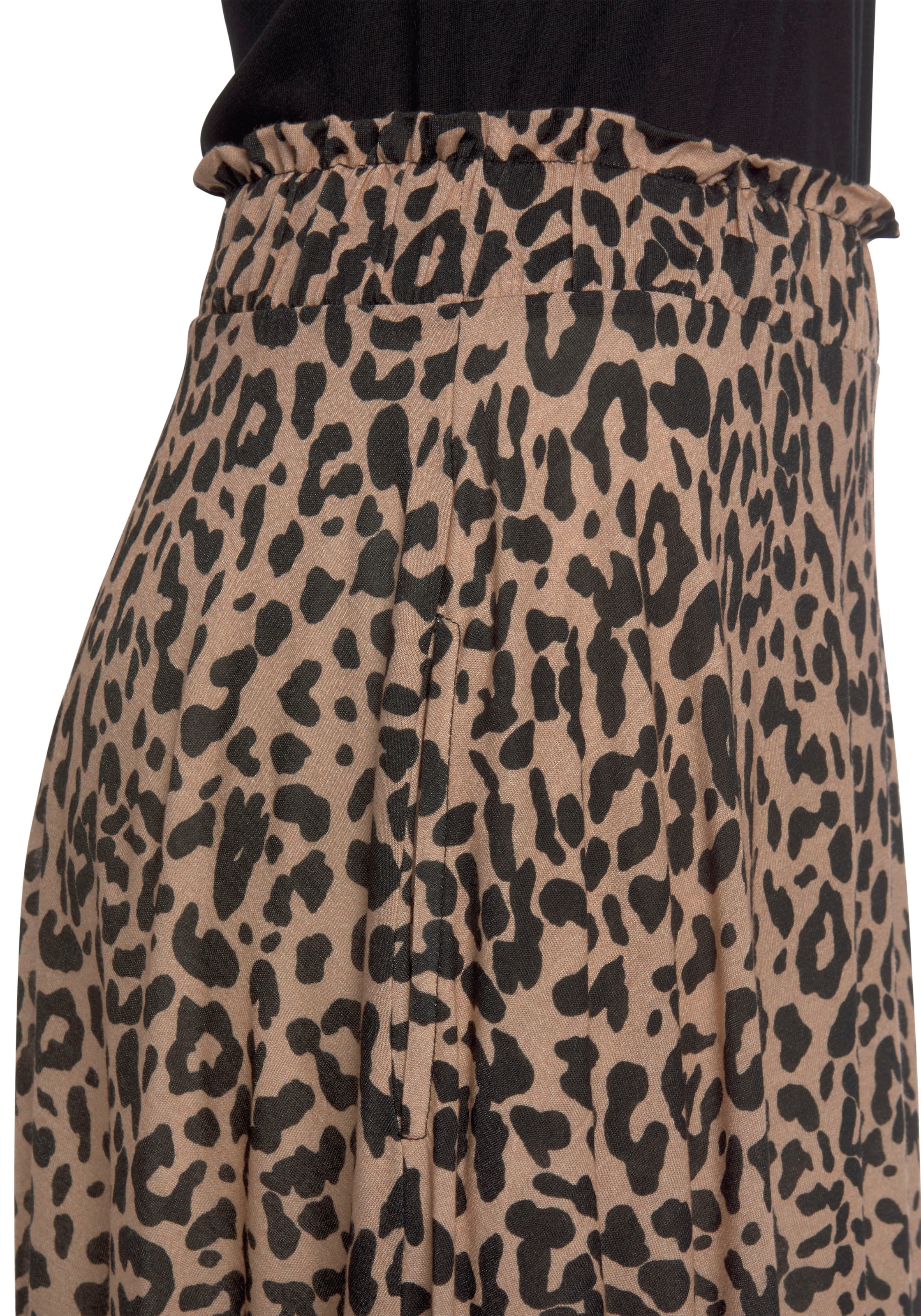 Buffalo Jerseykleid Seitennahttaschen mit Paperbag-Bund und Animalprint, Leokleid, Sommerkleid