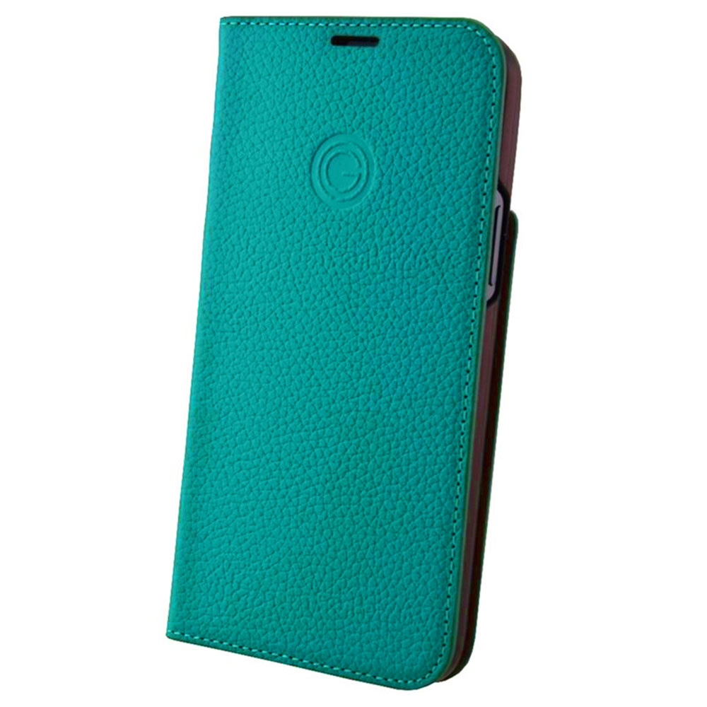 iPhone 12 / iPhone 12 Pro Echtleder Book Case Tasche Flip Cover Hand Made (MARCIP12_6.1-M16) - Türkis