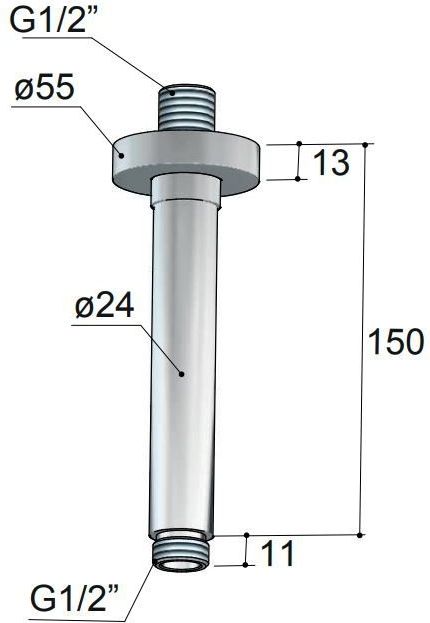Plafondbuis Hotbath Cobber Rond 15 cm Zwart Chroom