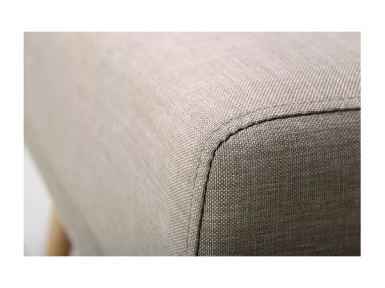 Pouf repose-pieds scandinave en tissu beige et bois clair ULLA