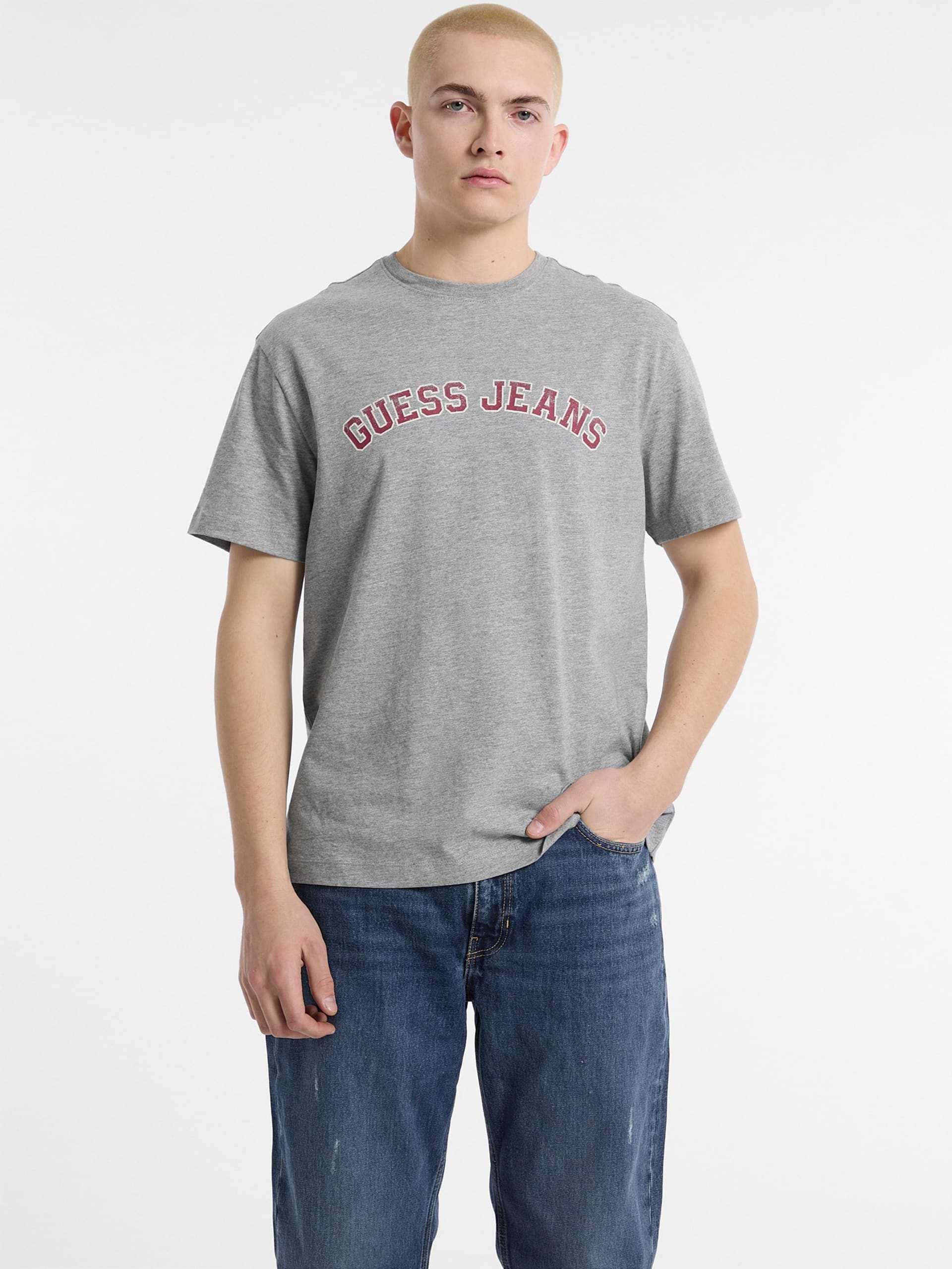 Camiseta universitária de gola redonda