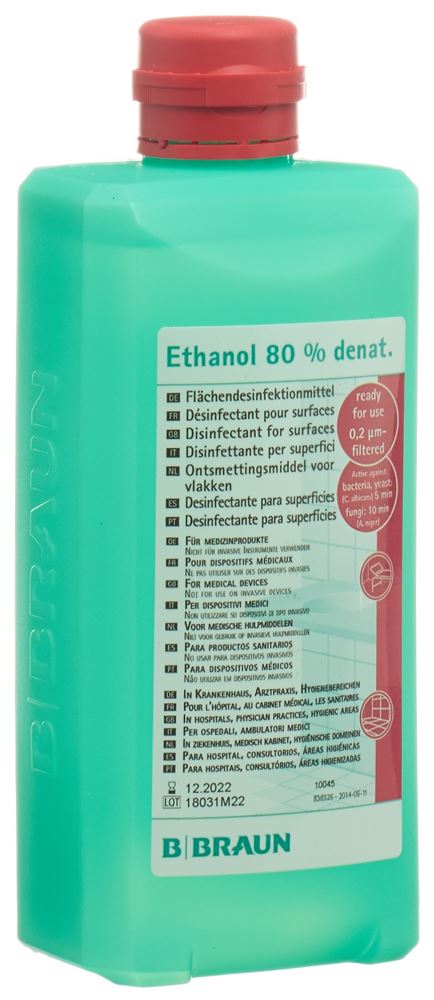 B. BRAUN Ethanol 80 %<br>500 ml, Ovalflasche, flüssig, für Flächen