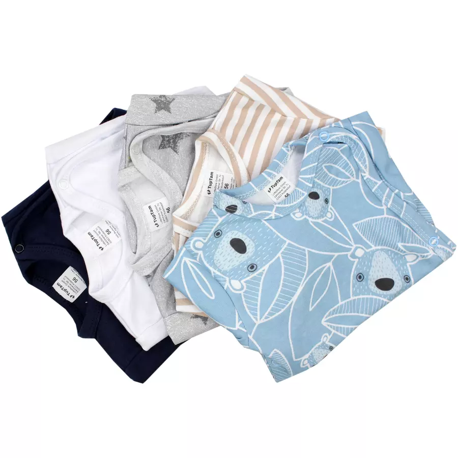 TupTam Baby Langarm Wickelbody im 5er Set beigeweiß