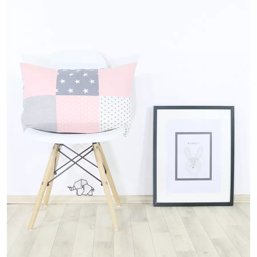 Ullenboom Patchwork Kissenbezug 40 x 60 cm Rosa Grau