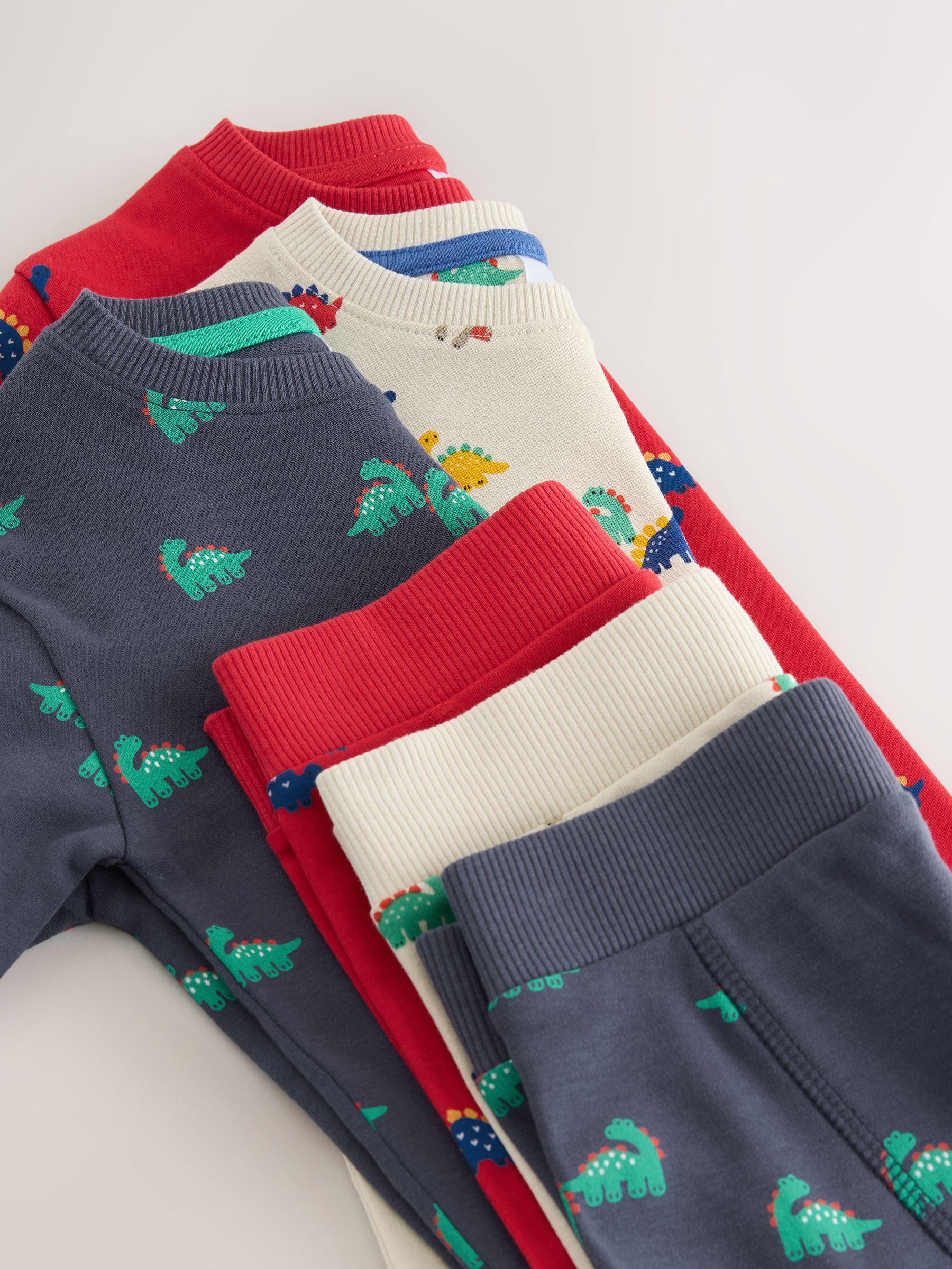 Blauw/Rood/Crème - Verpakking van 3 knusse pyjama's (9 mnd-10 jr)