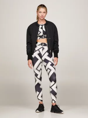 Leggings esportivas com estampa chevron, comprimento 7/8.