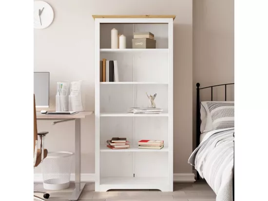 Bibliothèque BODO marron 80x38x180 bois pin massif 5 niveaux