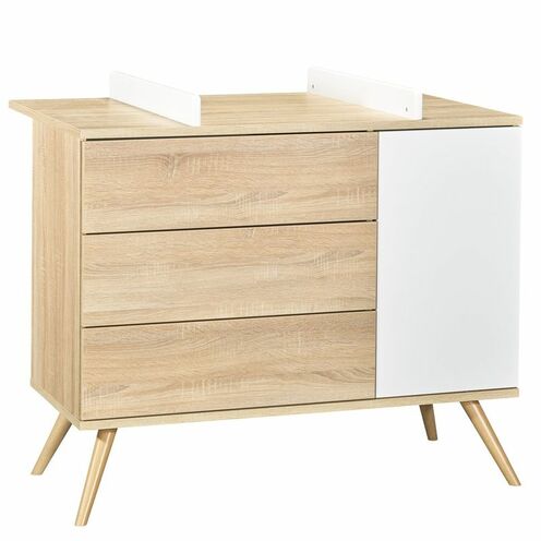 Commode 1 porte et 3 tiroirs bois SEVENTIES - SAUTHON