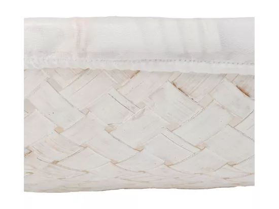 Panier rond en bambou avec doublure blanche d28x06h