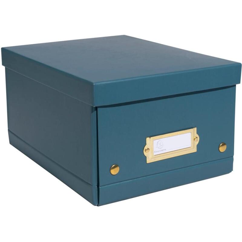 Boîte de rangement à plat carton 20x26x15cm Néo Déco - Bleu canard