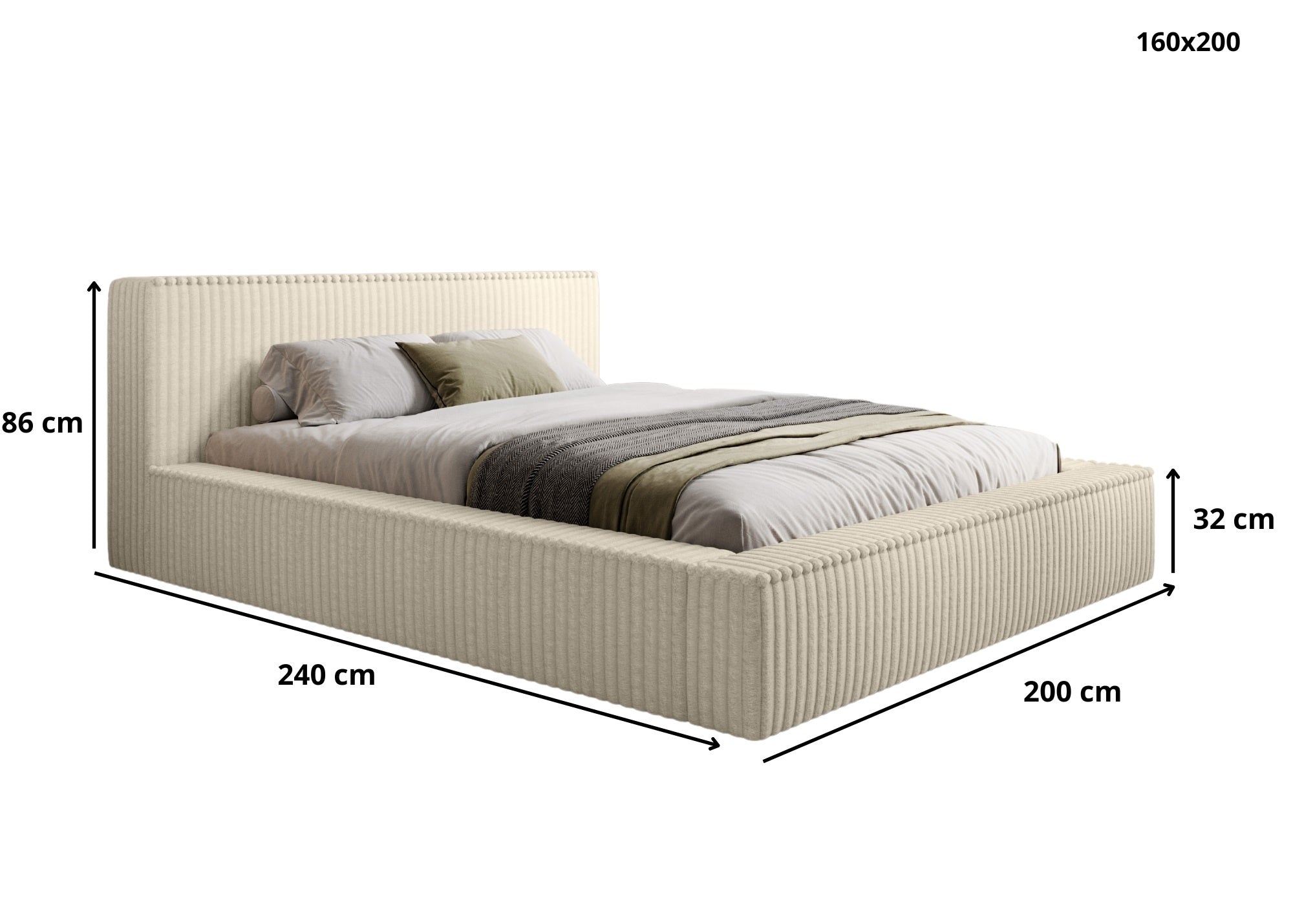 Trae Mobler Melody 160 x 200 cm Gestoffeerd Bed Donkergrijs